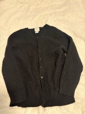 Garnet Hill Black Cable-Knit Women's Cardigan